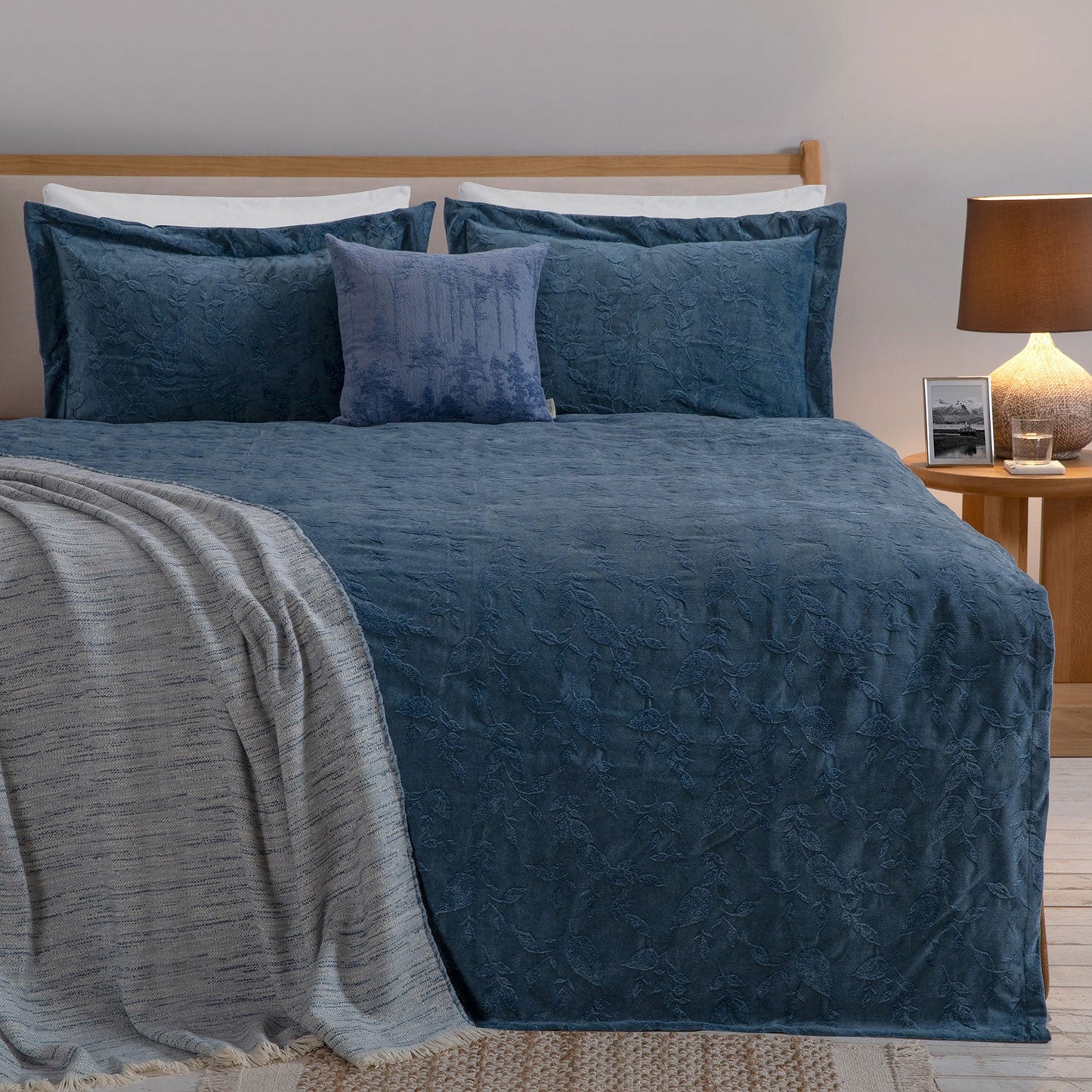 Bedsprei Set | Folha - Donkerblauw | Linnen & Katoen - Pure Harmony