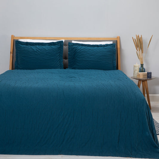 Bedsprei Set | Leron - Petrolblauw | 100% Katoen - Pure Harmony