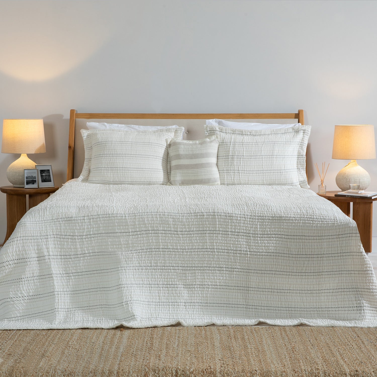 Bedsprei Set | Stitch - Wit | Linnen & Katoen - Pure Harmony