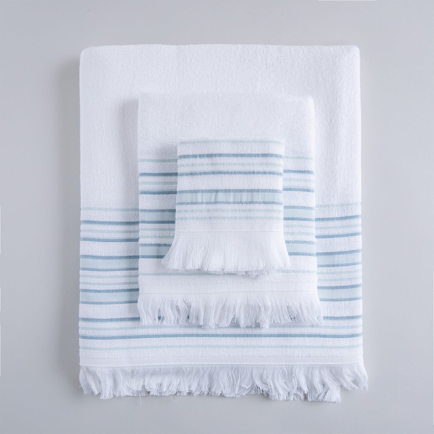 Handdoek | Derin - Wit/Lichtaqua | Bamboe & Katoen - Pure Harmony