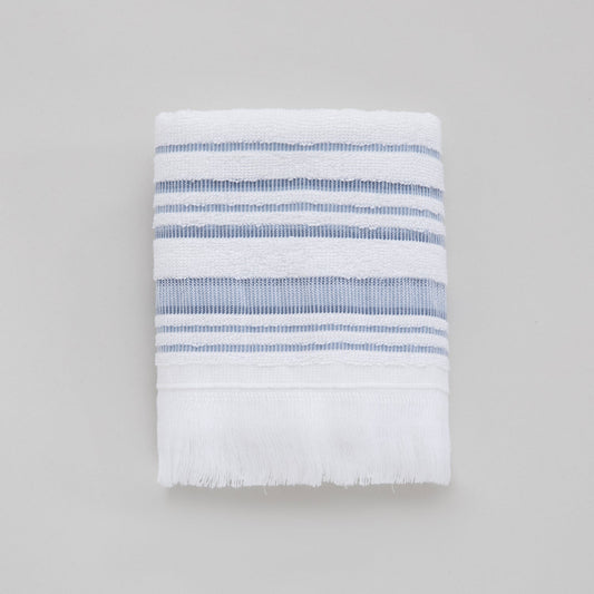 Handdoek | Derin - Wit/Marineblauw | Bamboe & Katoen - Pure Harmony