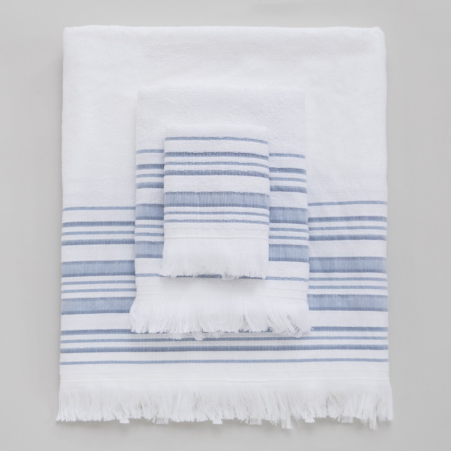 Handdoek | Derin - Wit/Marineblauw | Bamboe & Katoen - Pure Harmony