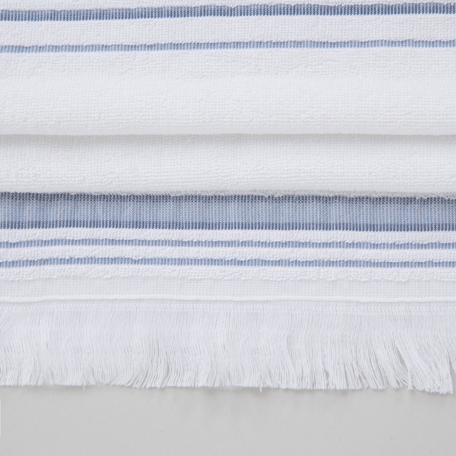 Handdoek | Derin - Wit/Marineblauw | Bamboe & Katoen - Pure Harmony